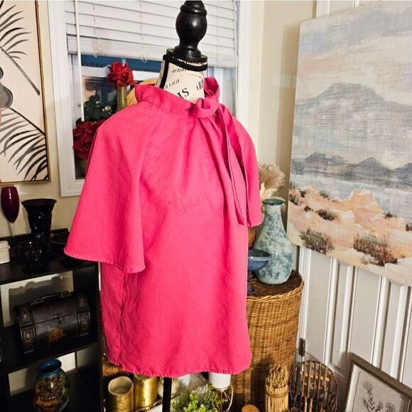 New Flutter Sleeve Bow Neck Secretary Style Blouse. - Picture 2 of 15